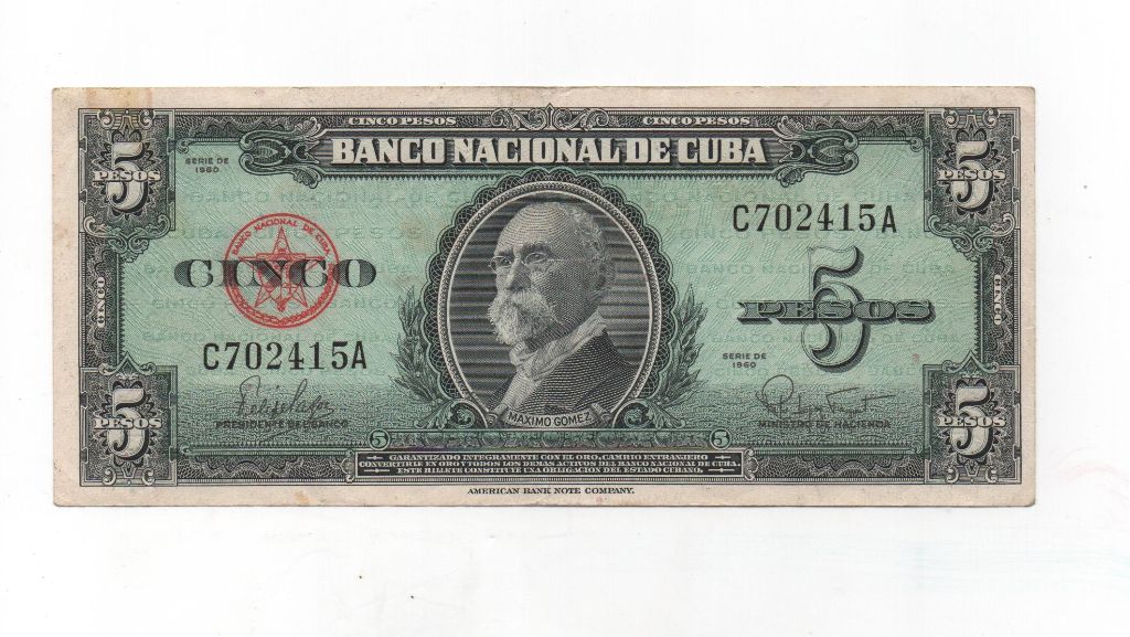 CUBA DEL AÑO 1960 DE 5 PESOS